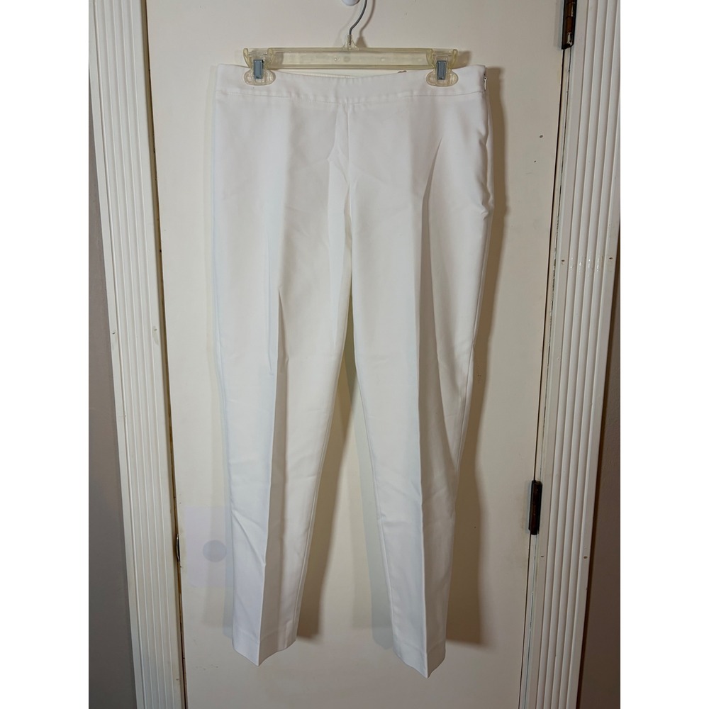 Chaus New York Womens White Side Zip Tapered Leg Dress Pants Size 4